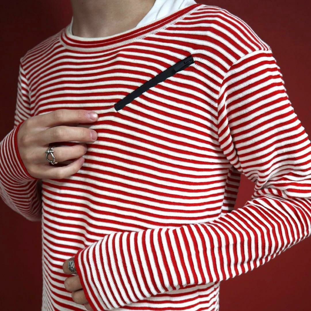 LACOSTE(ラコステ)のLACOSTE ラコステ ジップデザイン ワニ 刺繍 ワッペン ボーダーニット メンズのトップス(ニット/セーター)の商品写真