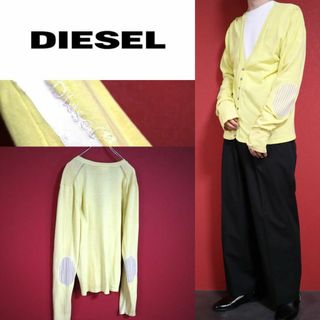 【希少】DIESEL ディーゼル 袖ライン ロゴ刺繍 ３Dデザイン カーディガン