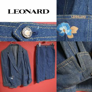 レオナール(LEONARD)の【希少デザイン】LEONARD フラワー＆ロゴ刺繍 デニム セットアップ(スーツ)