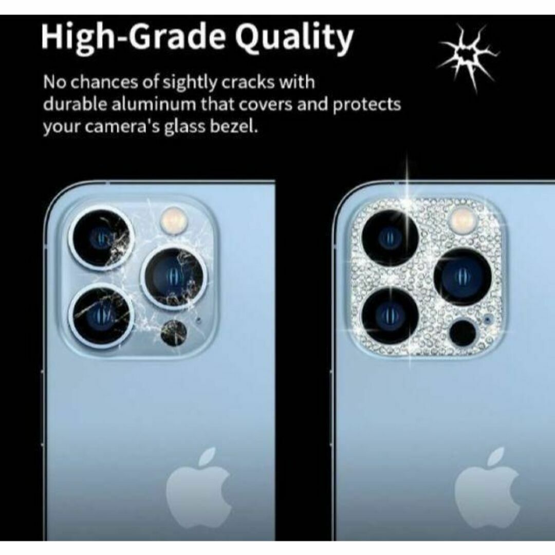 iPhone15Pro/15ProMAX カメラ保護 レンズカバー　金　ゴールド スマホ/家電/カメラのスマホアクセサリー(モバイルケース/カバー)の商品写真