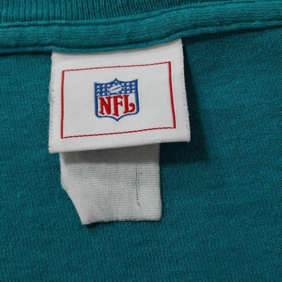 NFL ドルフィンズ ひび割れ プリントTシャツ XL グリーン 緑 白 茶色 メンズのトップス(Tシャツ/カットソー(半袖/袖なし))の商品写真