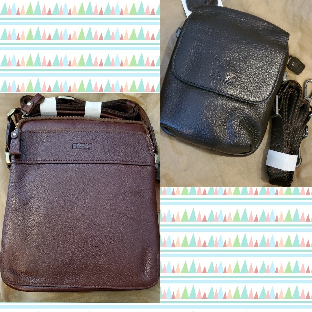 ショルダー鞄・茶色2点セット メンズのバッグ(ショルダーバッグ)の商品写真