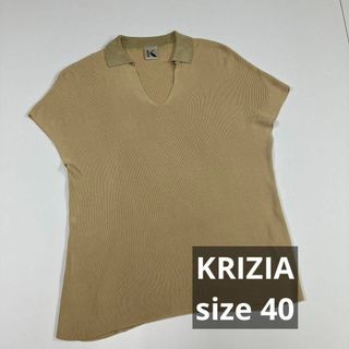 クリツィア(KRIZIA)のKRIZIA クリツィア　ポロシャツ　ノースリーブ　古着女子　ベージュ(ポロシャツ)