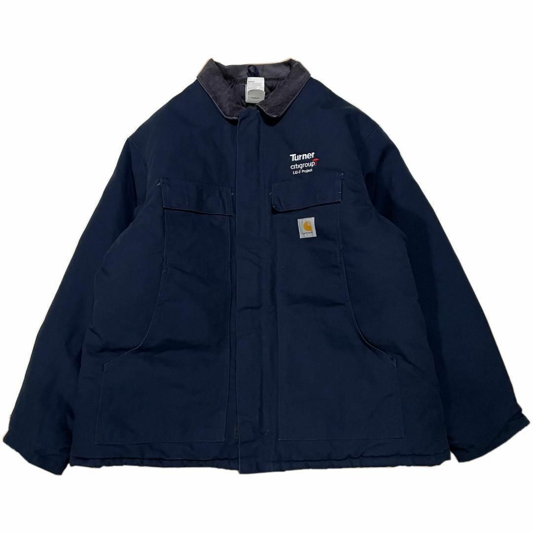 carhartt(カーハート)のカーハート ダックジャケット ブルゾン 企業ロゴ 2XL相当 50 ネイビー 紺 メンズのジャケット/アウター(ブルゾン)の商品写真