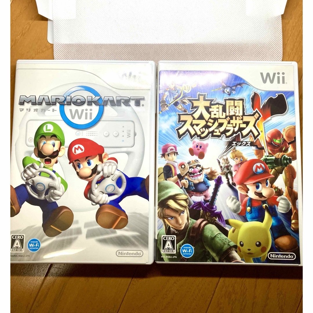 大乱闘スマッシュブラザーズ　マリオカート　Wii ソフト2点セット エンタメ/ホビーのゲームソフト/ゲーム機本体(家庭用ゲームソフト)の商品写真