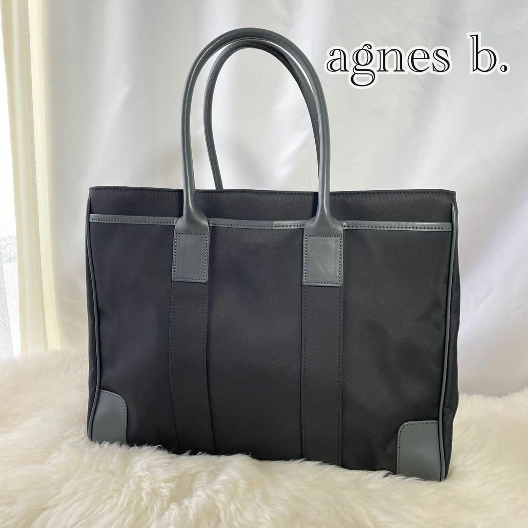 agnes b.(アニエスベー)の【美品】アニエスベー　オム　ナイロン　トートバッグ　ブラック　A4収納　395 メンズのバッグ(トートバッグ)の商品写真