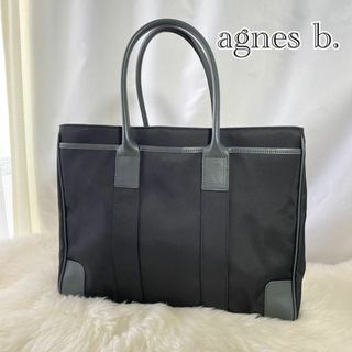 アニエスベー(agnes b.)の【美品】アニエスベー　オム　ナイロン　トートバッグ　ブラック　A4収納　395(トートバッグ)