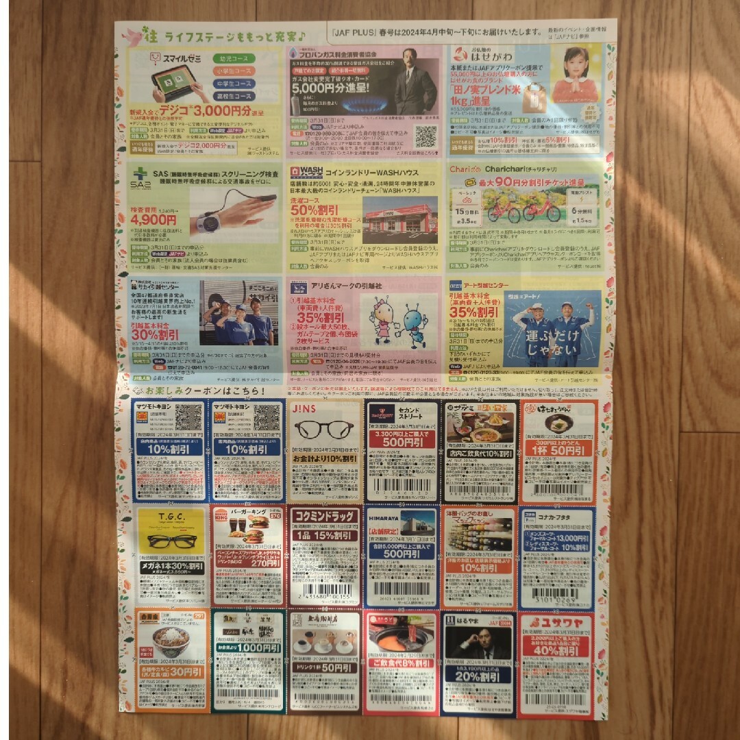 JAF PLUS クーポン　冬号　2024　全国版　関東エリア チケットの優待券/割引券(その他)の商品写真