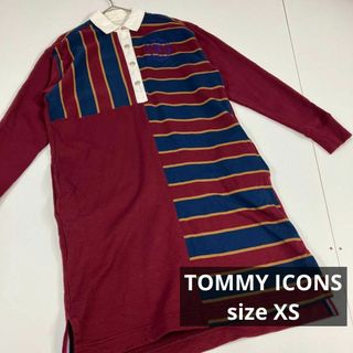 トミー(TOMMY)のTOMMY ICONS ラガーシャツ　ポロシャツ　ワンピース　ストライプ　古着(ロングワンピース/マキシワンピース)