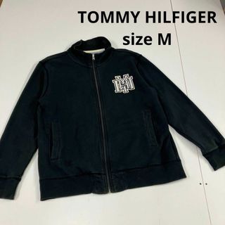 トミーヒルフィガー(TOMMY HILFIGER)のTOMMY HILFIGER スウェット　ジップアップ　古着　ブラック　フェード(スウェット)