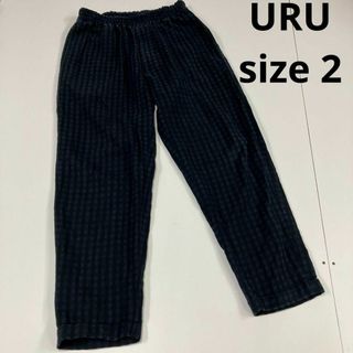 ウル(URU)のURU ウル　イージーパンツ　チェック柄　15ss 麻　リネン　古着(その他)