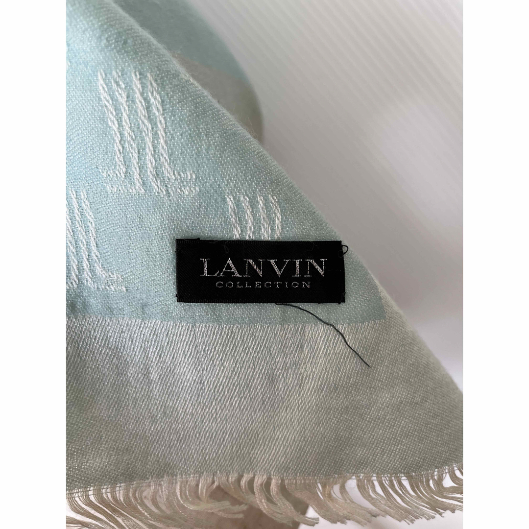 LANVIN COLLECTION(ランバンコレクション)のLANVIN　ランバン　大判ストール　スカイブルー　ロゴデザイン　140×15  レディースのファッション小物(ストール/パシュミナ)の商品写真