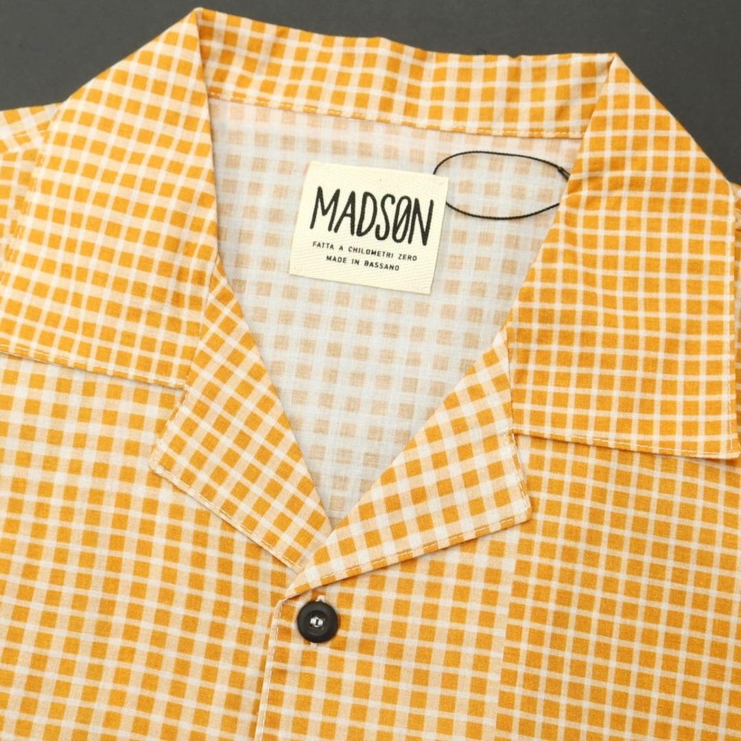 【新品】マドソン MADSON コットン チェック オープンカラー 半袖シャツ オレンジ【サイズM】【メンズ】 メンズのトップス(シャツ)の商品写真