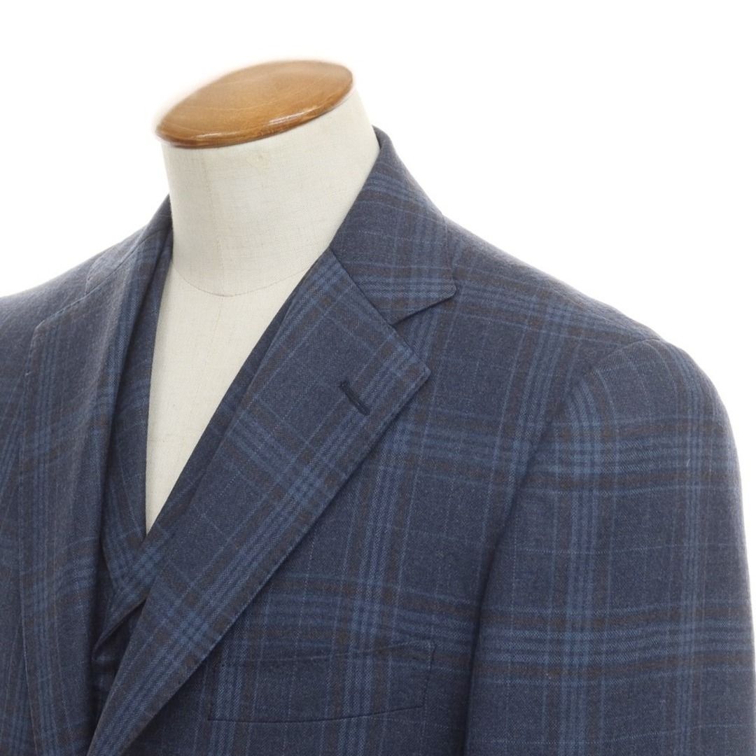 【中古】ドーメル DORMEUIL ウール テーラードジャケット ジレベストセット  ライトネイビーxブルー×ブラウン【サイズ46】【メンズ】 メンズのジャケット/アウター(テーラードジャケット)の商品写真