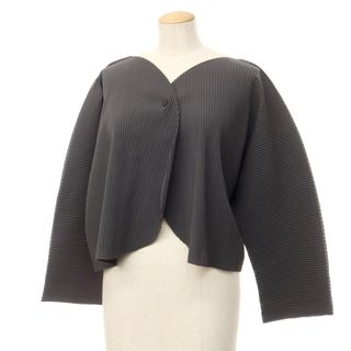 【中古】ミー イッセイミヤケ me ISSEY MIYAKE ポリエステル プリーツ カーディガン グレー【サイズ－】【レディース】(カーディガン)