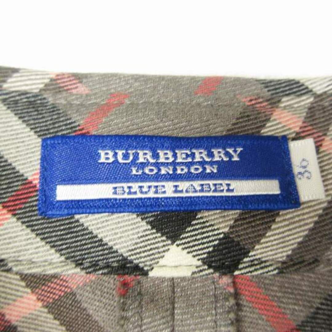 BURBERRY BLUE LABEL(バーバリーブルーレーベル)のバーバリーブルーレーベル チェック シャツ ワンピース 七分袖 ベルテッド レディースのワンピース(ひざ丈ワンピース)の商品写真