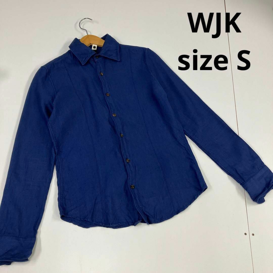 wjk(ダブルジェーケー)のWJK リネンシャツ　ワイヤー　ネイビー　古着 メンズのトップス(シャツ)の商品写真