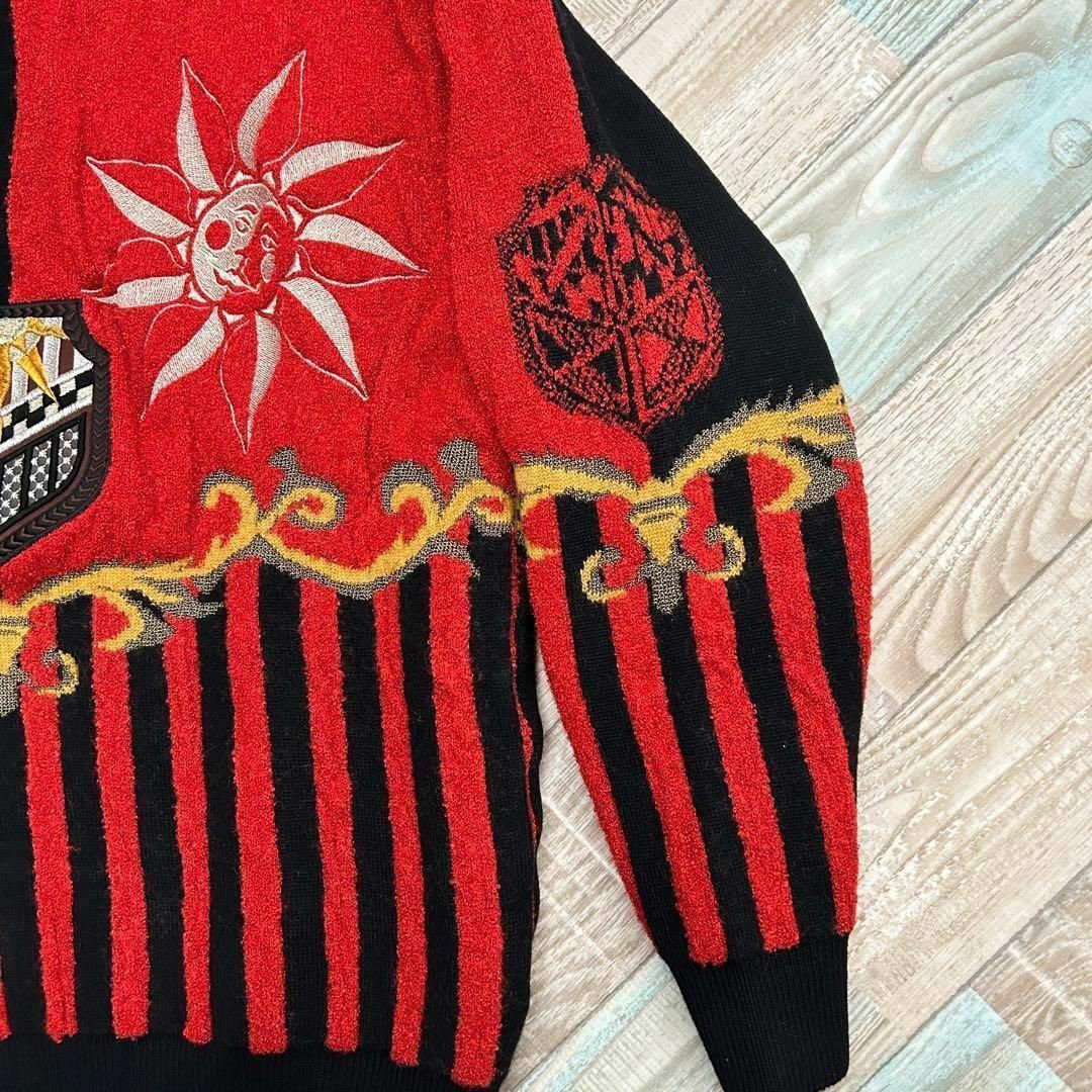 希少 PARTIAMO 総柄 デザインニット セーター 刺繍 星 太陽