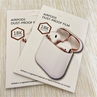 AirPods ダストガード 【2セット】 スキンシール ローズゴールド(ヘッドフォン/イヤフォン)