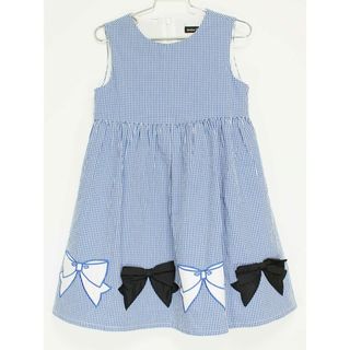 ベベ(BeBe)の[ベベ/BeBe]130cm ノースリーブワンピース/ジャンパースカート 青×白【中古】子供服 キッズ kids 女の子 春夏 726032 onepi(ワンピース)