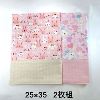 ランチョンマット　25×35   2枚組　♡うさぎ♡  No.1035(外出用品)