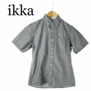 ikka - イッカ 半袖シャツ ボタンダウン リネン混 S グレー 230427AO4A