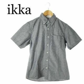 イッカ(ikka)のイッカ 半袖シャツ ボタンダウン リネン混 S グレー 230427AO4A(シャツ)