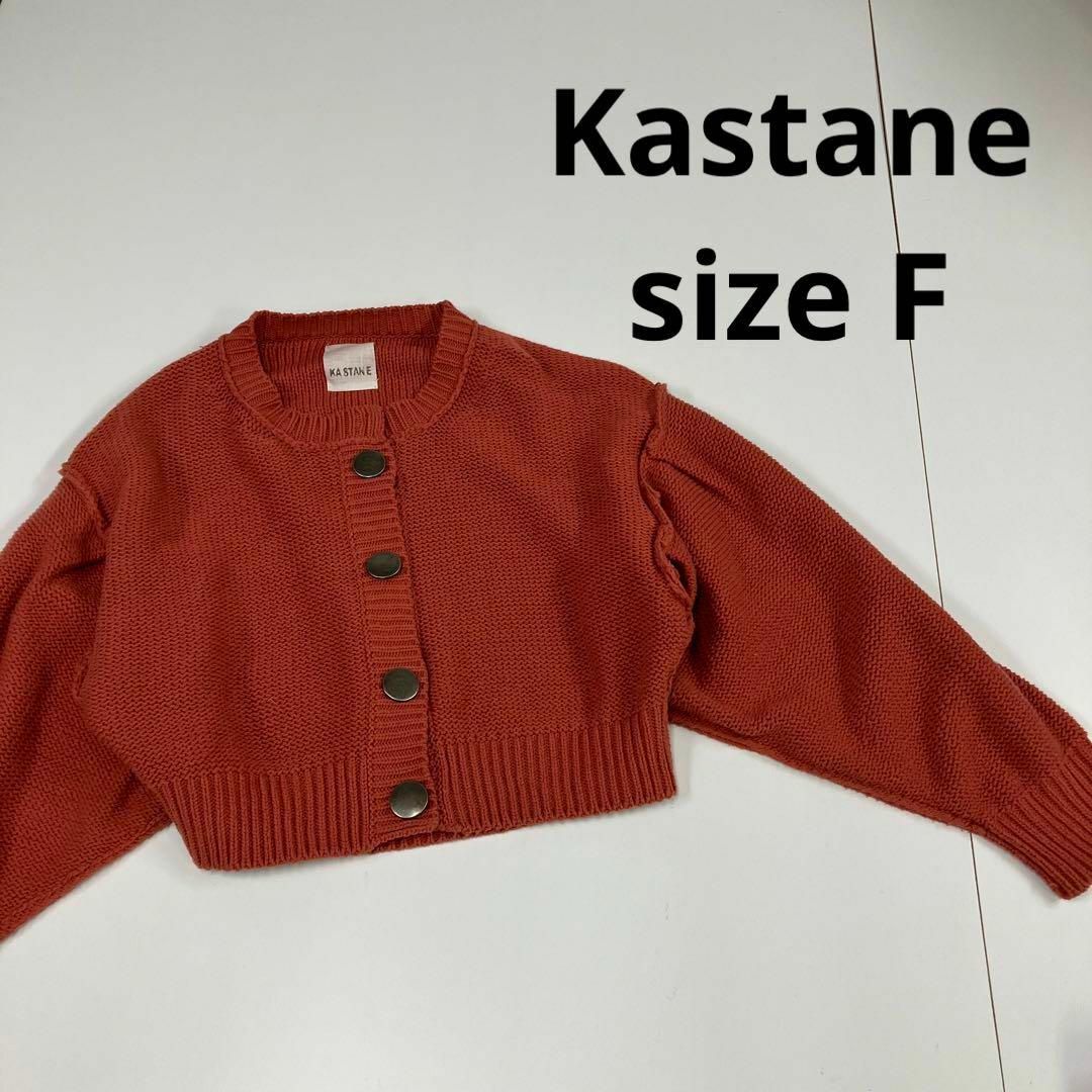 Kastane(カスタネ)のカスタネ　Kastane ショート丈　ニットカーディガン 秋服 厚手　古着 レディースのトップス(カーディガン)の商品写真