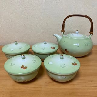 鹿山　急須　蓋付き湯呑み　茶器セット(食器)