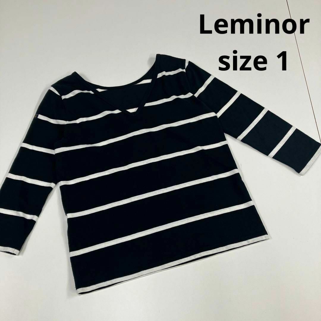 Le Minor(ルミノア)のLeminor ルミノア　カットソー　ロンT 七分丈　2way 古着　Ｖネック レディースのトップス(カットソー(長袖/七分))の商品写真