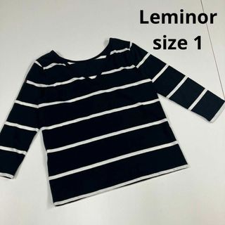 ルミノア(Le Minor)のLeminor ルミノア　カットソー　ロンT 七分丈　2way 古着　Ｖネック(カットソー(長袖/七分))