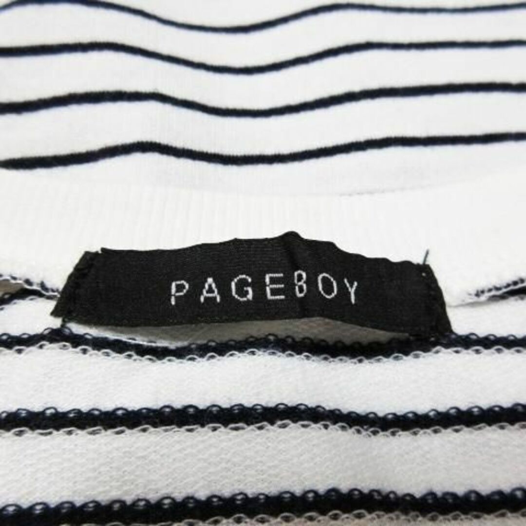 PAGEBOY(ページボーイ)のページボーイ レースポイント ボーダーニットソー F 白 230427CK17A レディースのトップス(ニット/セーター)の商品写真