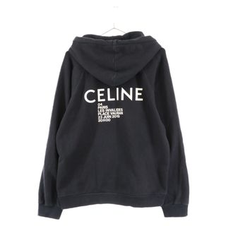 CELINE セリーヌ バック フードロゴ　ジップアップ ブラックパーカ　M