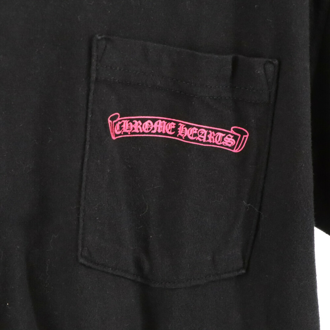 CHROME HEARTS クロムハーツ NEON PINK STRIPE LOGO S/S TEE ネオンロゴ半袖Tシャツ ブラック/ピンク