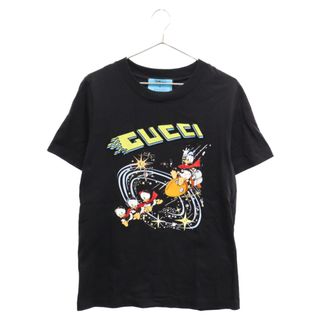 グッチ(Gucci)のGUCCI グッチ 21SS×Disney Donald Duck Rocket T-Shirt ディズニー ロゴ ワッペン ドナルドダッグ ロケット プリント 半袖カットソー Tシャツ ブラック 644671 XJDBD(Tシャツ/カットソー(半袖/袖なし))