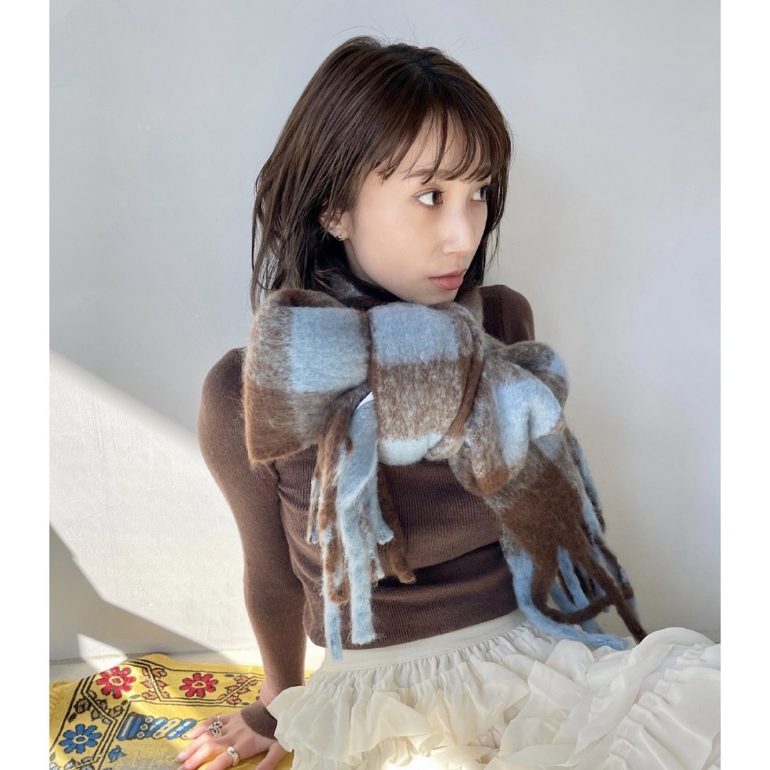 SNIDEL(スナイデル)の【超美品】SANSeLF チェック マフラー レディースのファッション小物(マフラー/ショール)の商品写真
