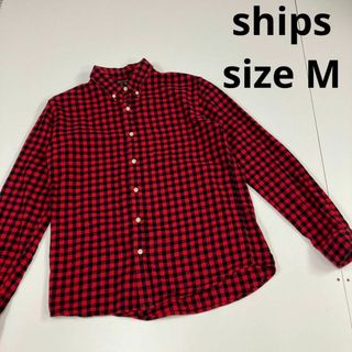 シップス(SHIPS)のships シップス　ネルシャツ　古着　赤黒　M ブロックチェック(シャツ)