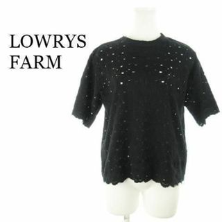 ローリーズファーム(LOWRYS FARM)のローリーズファーム 総レース カットソー 半袖 花柄 黒 230428AH6A(カットソー(半袖/袖なし))