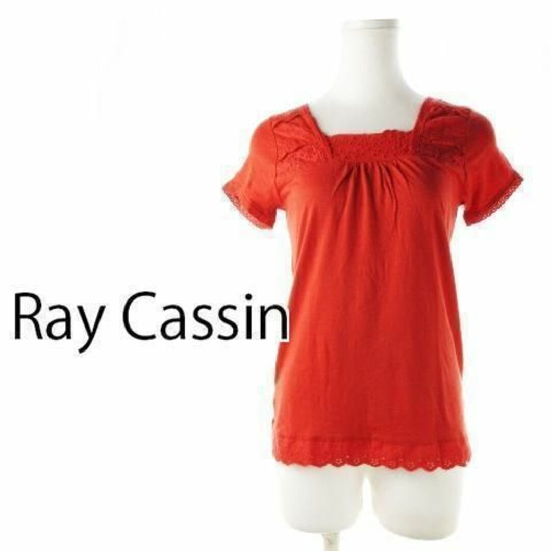 RayCassin(レイカズン)のレイカズン レース切り替え薄手カットソー 半袖 F 赤 230428CK13A レディースのトップス(カットソー(半袖/袖なし))の商品写真