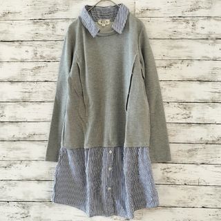 美品★a.i.n アイン授乳服 マタニティ トップス　シャツ異素材ドッキングM(マタニティトップス)