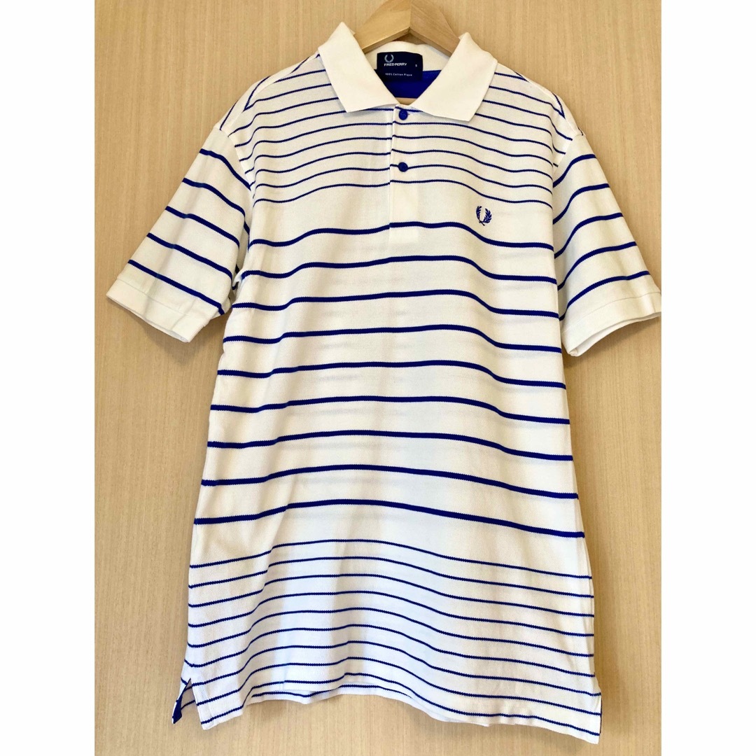 FRED PERRY(フレッドペリー)のフレッドペリー　ポロシャツ　ボーダー　Sサイズ メンズのトップス(ポロシャツ)の商品写真