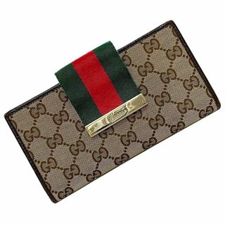 グッチ(Gucci)のグッチ 二つ折り 長財布 ベージュ ブラウン 美品(財布)