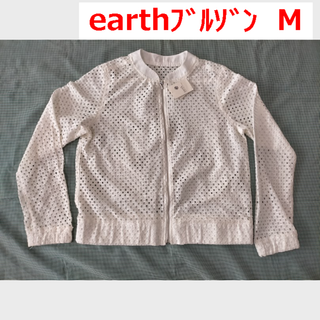 アースミュージックアンドエコロジー(earth music & ecology)のタグ付き新品　スクエアレースブルゾン　Mサイズ　アイボリー　アースミュージック(ブルゾン)