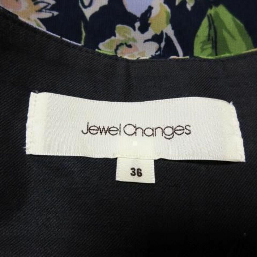 Jewel Changes(ジュエルチェンジズ)のジュエルチェンジズ 花畑シフォンミニスカート 36 紺 230501CK2A レディースのスカート(ミニスカート)の商品写真