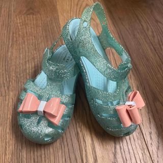 クロックス(crocs)のクロックス サンダル 水色 ラメ c9 16～16.5(サンダル)