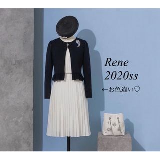 René - ルネ ツイードワンピース ひざ丈 ノースリーブ カメリア