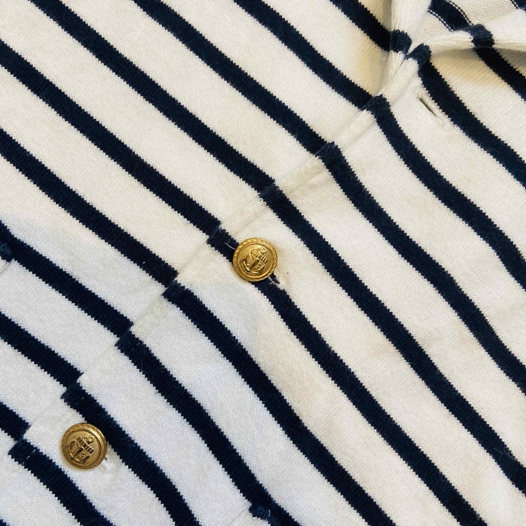 PETIT BATEAU(プチバトー)のプチバトー 白×紺ボーダー 碇 エンブレム＆金ボタン テーラードジャケット ６歳 キッズ/ベビー/マタニティのキッズ服男の子用(90cm~)(ジャケット/上着)の商品写真