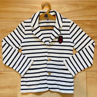 プチバトー(PETIT BATEAU)のプチバトー 白×紺ボーダー 碇 エンブレム＆金ボタン テーラードジャケット ６歳(ジャケット/上着)