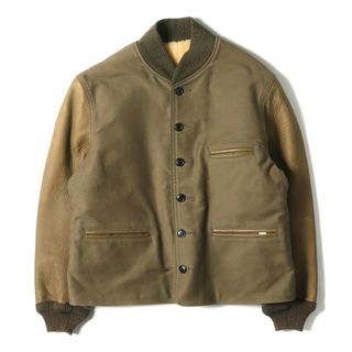 美品 At LAST&CO アットラスト ジャケット サイズ:44 袖ディアスキンレザー M-43 裏地ムートン ライナージャケット SHEEPLINED JKT カーキ アウター ブルゾン【メンズ】【中古】(ミリタリージャケット)