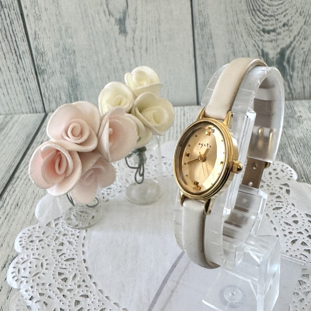 agete(アガット)の【電池交換済】agete アガット 腕時計 オーバル 文字盤 ゴールド レディースのファッション小物(腕時計)の商品写真